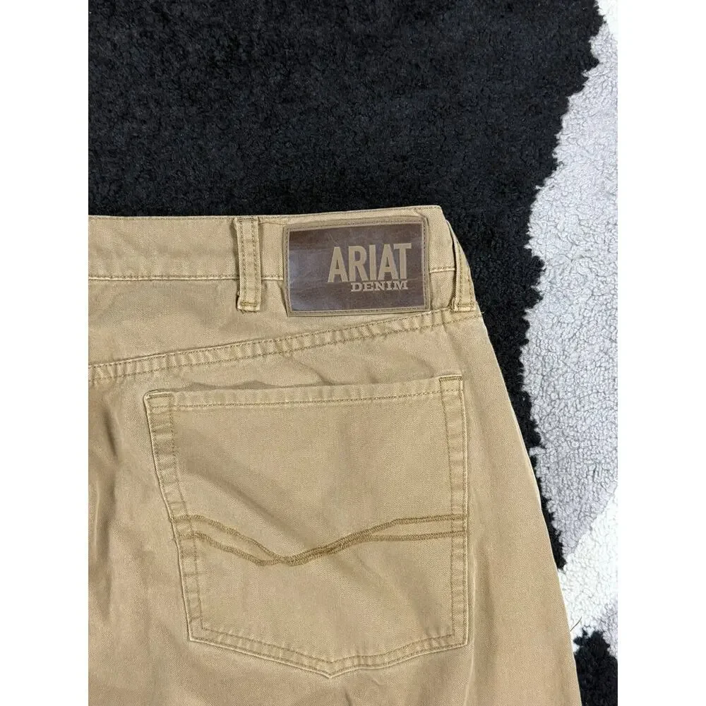 Ariat M5 Jeans Mens 38x34 Brown Denim Straight Leg Workwear Stretch Cotton
